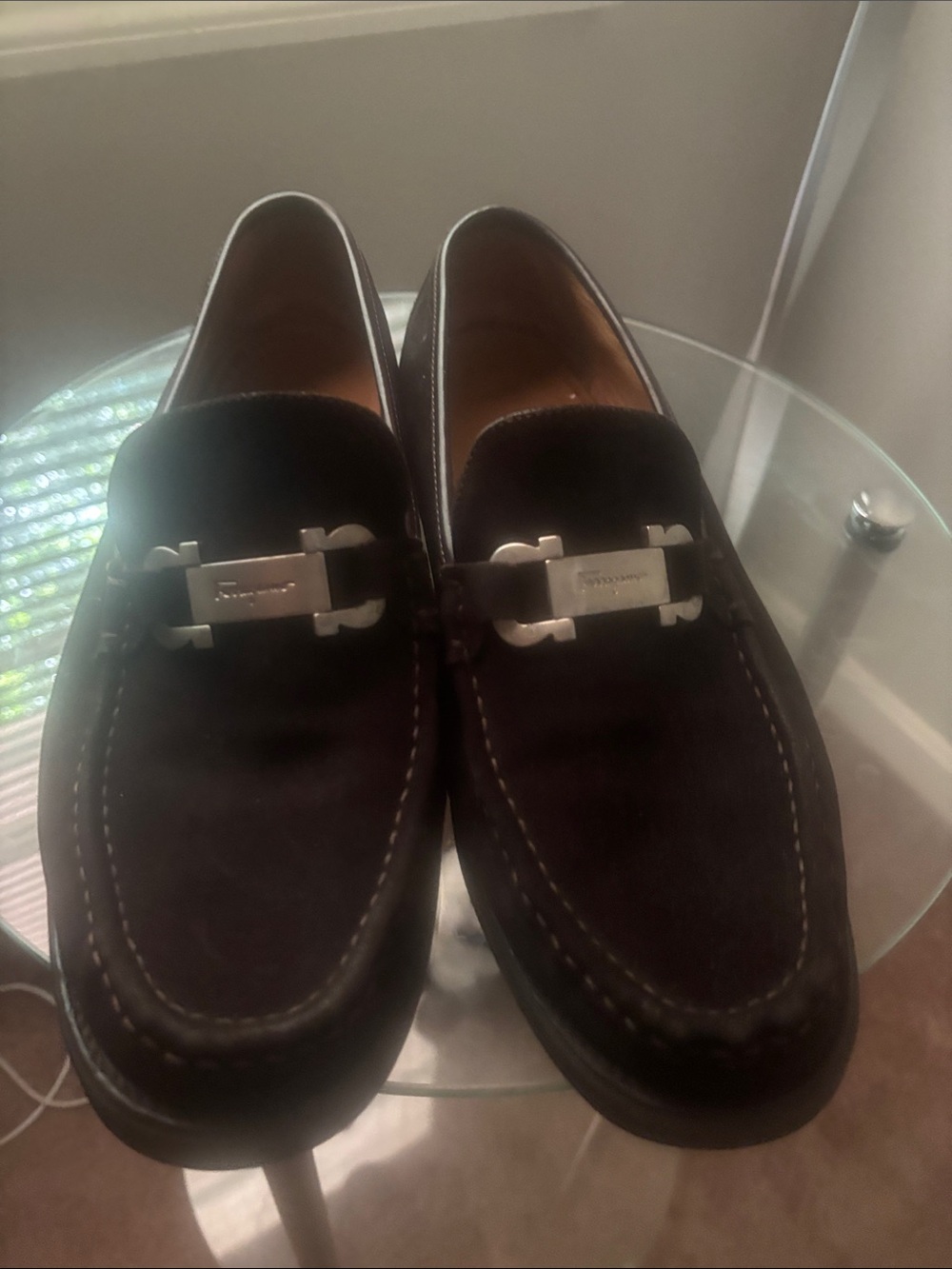 Salvatore Ferragamo Dark Brown Suede Bit Driver Loafers